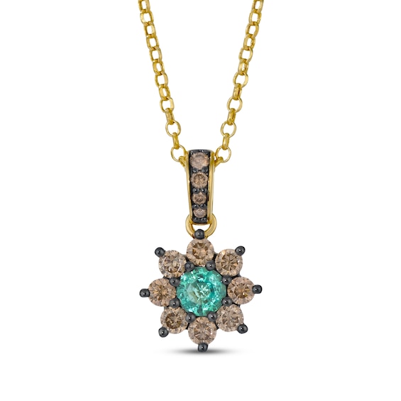 Le Vian Chocolate Sunflower Collection Emerald Necklace 5/8 ct tw Diamonds 14K Honey Gold 19"