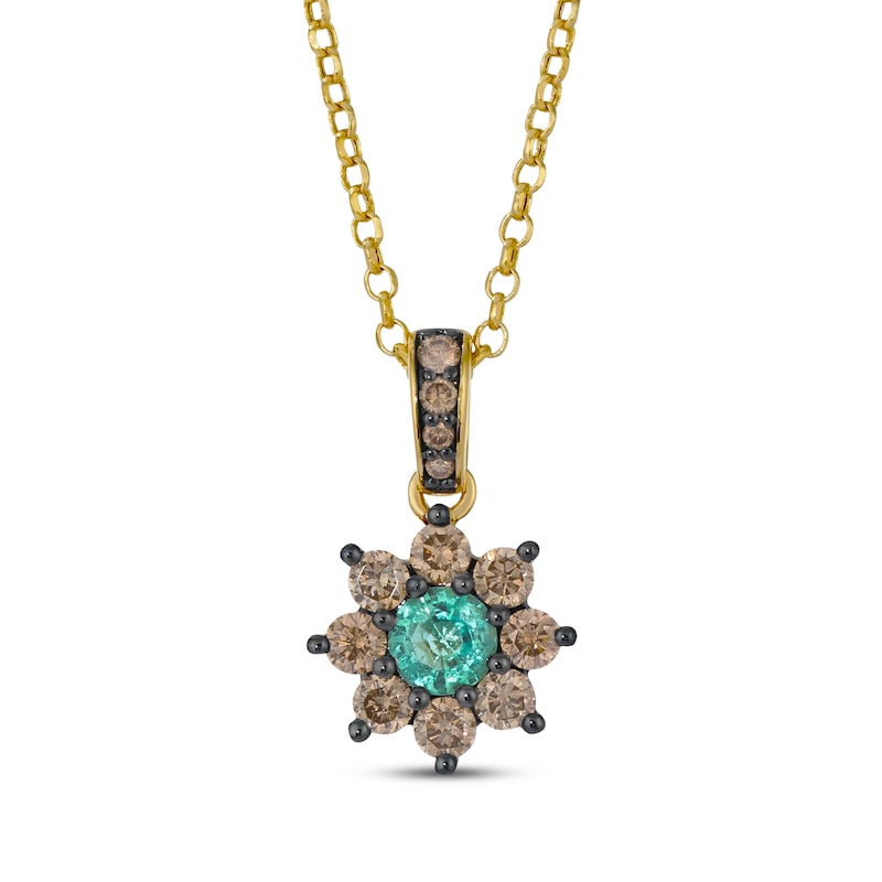 Main Image 1 of Le Vian Chocolate Sunflower Collection Emerald Necklace 5/8 ct tw Diamonds 14K Honey Gold 19&quot;