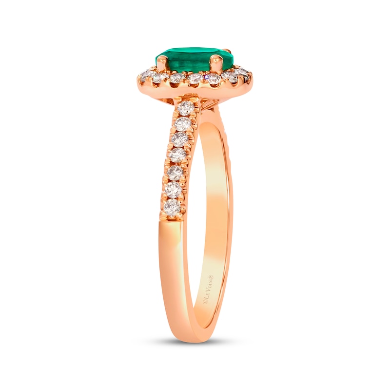 Main Image 2 of Le Vian Oval-Cut Emerald Ring 3/8 ct tw Diamonds 14K Strawberry Gold