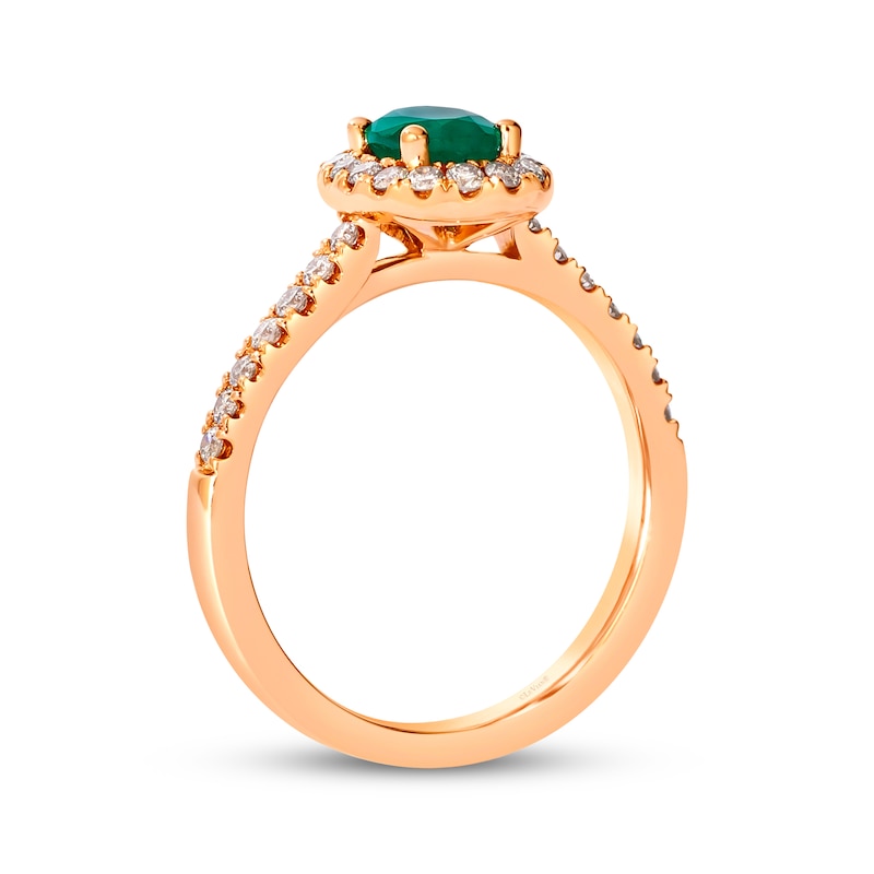 Main Image 3 of Le Vian Oval-Cut Emerald Ring 3/8 ct tw Diamonds 14K Strawberry Gold