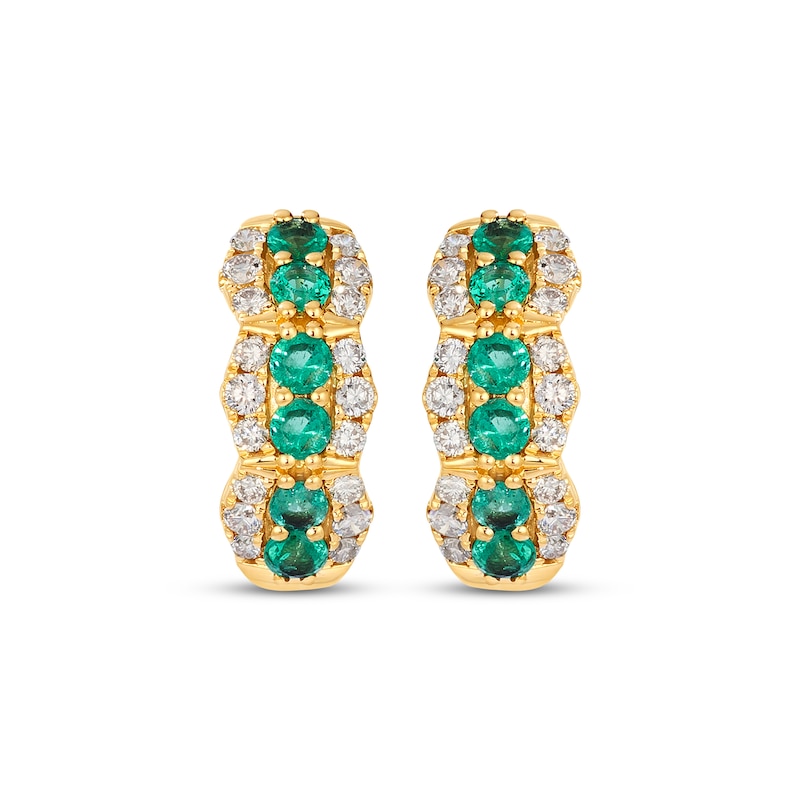 Main Image 2 of Le Vian Emerald Hoop Earrings 1/2 ct tw Diamond 14K Honey Gold