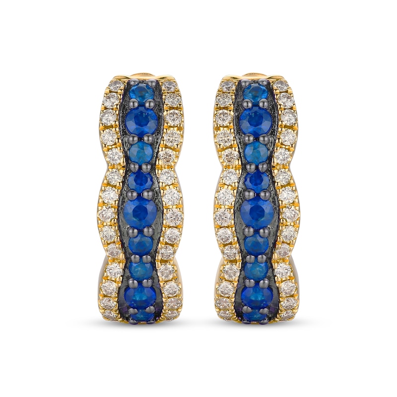 Main Image 2 of Le Vian Sapphire Waterfall Hoop Earrings 3/8 ct tw Diamonds 14K Honey Gold