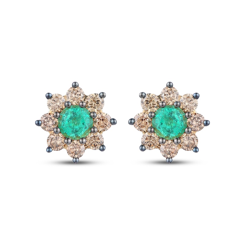 Main Image 2 of Le Vian Chocolate Sunflower Collection Emerald Stud Earrings 3/4 ct tw Diamonds 14K Honey Gold