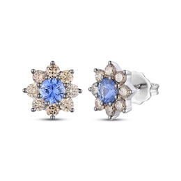 Le Vian Chocolate Sunflower Collection Sapphire Stud Earrings 3/4 ct tw Diamonds 14K Vanilla Gold