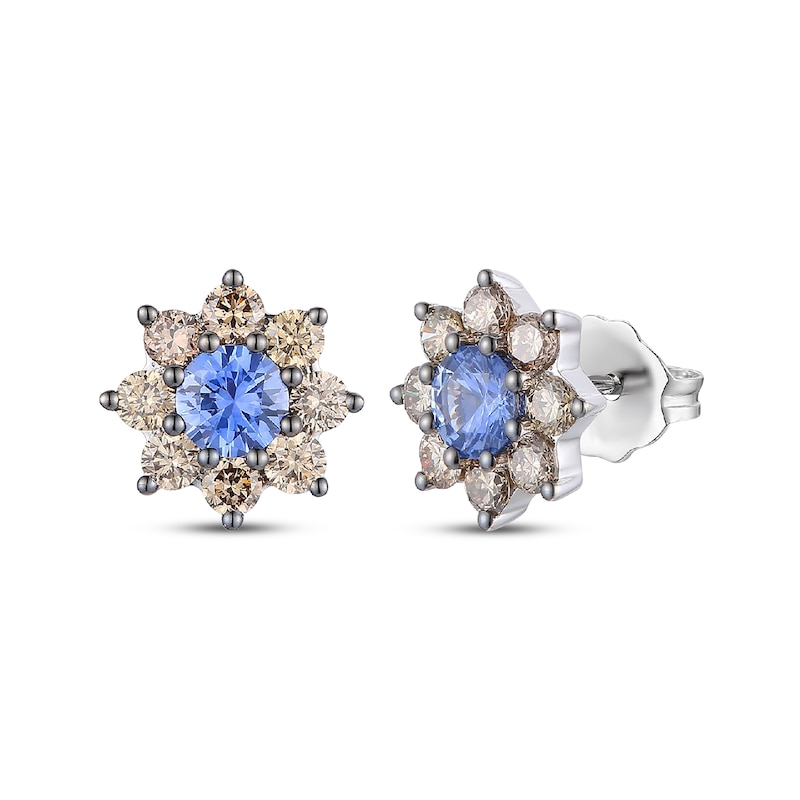 Main Image 1 of Le Vian Chocolate Sunflower Collection Sapphire Stud Earrings 3/4 ct tw Diamonds 14K Vanilla Gold