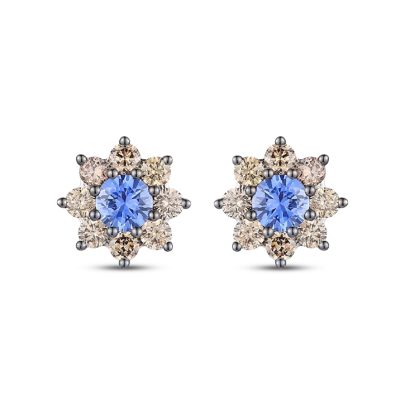 Main Image 2 of Le Vian Chocolate Sunflower Collection Sapphire Stud Earrings 3/4 ct tw Diamonds 14K Vanilla Gold