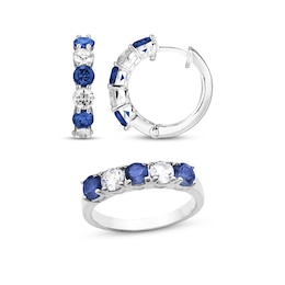 Blue & White Lab-Created Sapphire Gift Set Sterling Silver