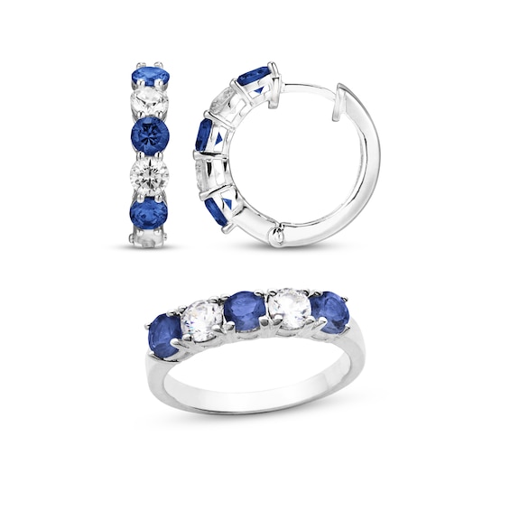 Blue & White Lab-Created Sapphire Gift Set Sterling Silver