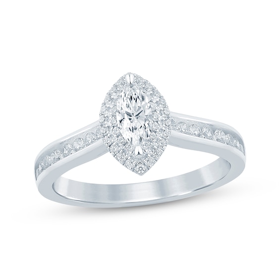 Now + Forever Marquise-Cut Diamond Double Halo Engagement Ring 5/8 ct tw 14K White Gold