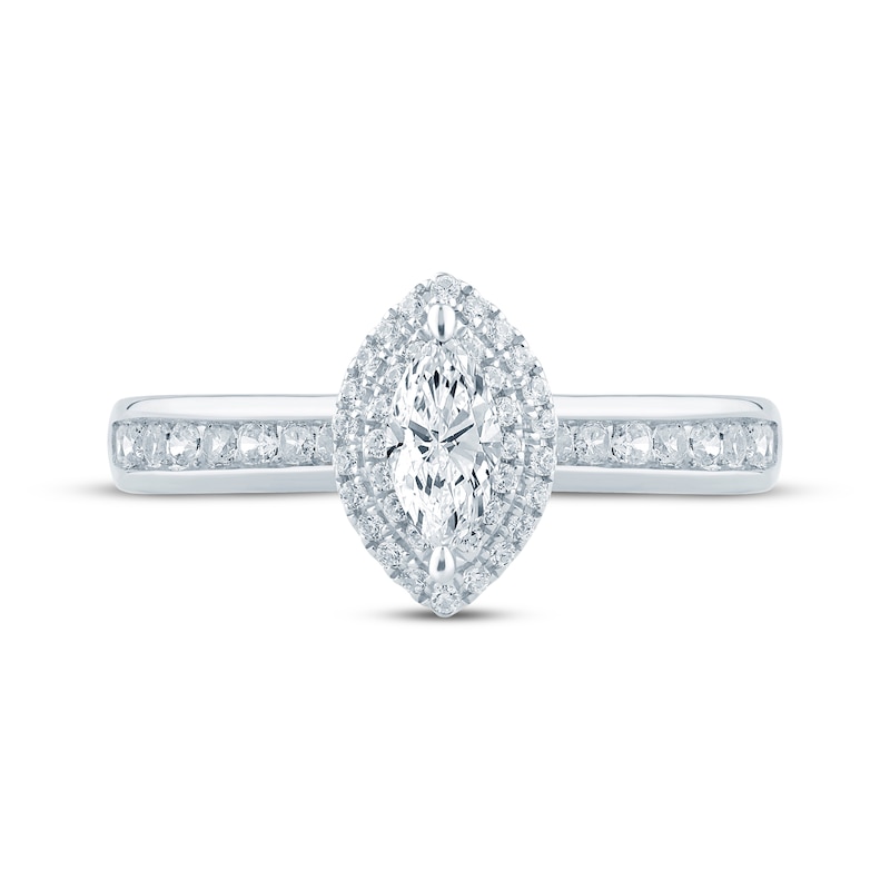 Main Image 3 of Now + Forever Marquise-Cut Diamond Double Halo Engagement Ring 5/8 ct tw 14K White Gold