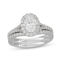 Neil Lane Oval-Cut Diamond Halo Bridal Set 2-1/5 ct tw 14K White Gold