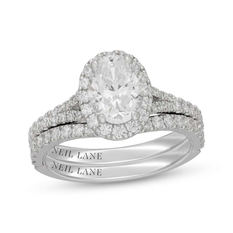 Main Image 1 of Neil Lane Oval-Cut Diamond Halo Bridal Set 2-1/5 ct tw 14K White Gold