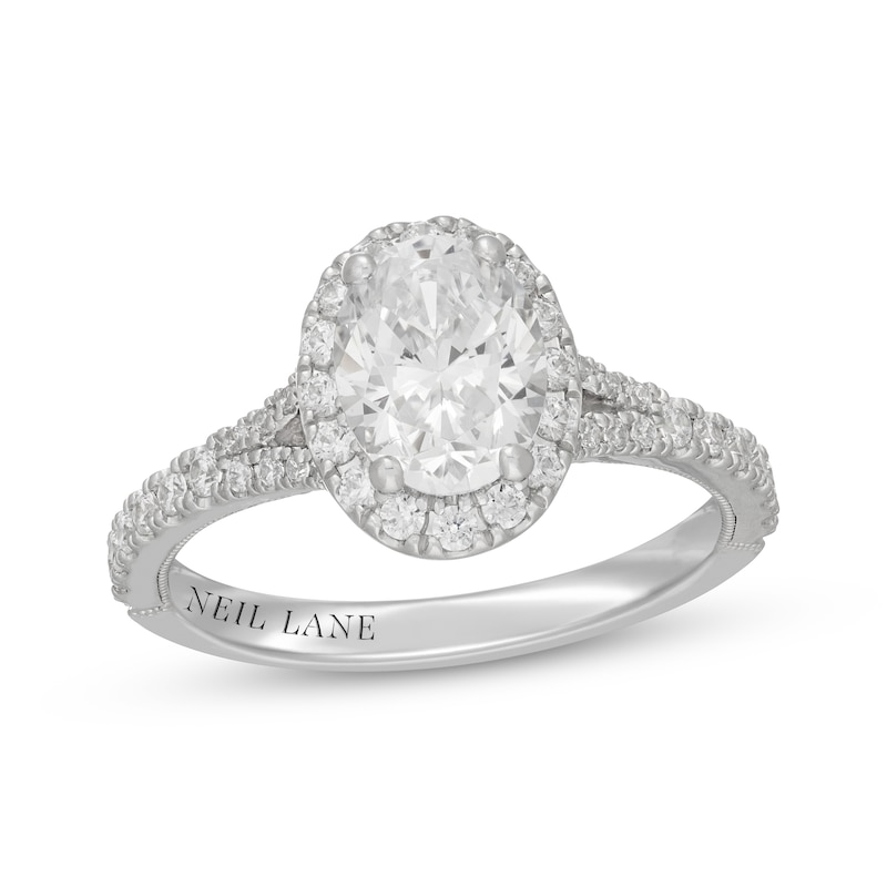 Main Image 1 of Neil Lane Oval-Cut Diamond Halo Engagement Ring 1-7/8 ct tw 14K White Gold