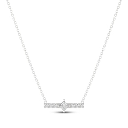 THE LEO Diamond Princess-Cut Bar Necklace 1/4 ct tw 14K White Gold 18"