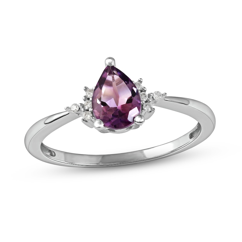 Main Image 1 of Amethyst & Diamond Ring 1/20 ct tw 10K White Gold