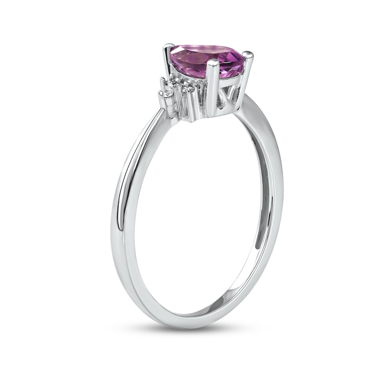 Main Image 2 of Amethyst & Diamond Ring 1/20 ct tw 10K White Gold
