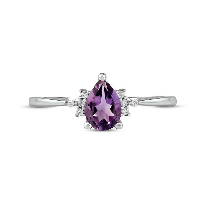 Main Image 3 of Amethyst & Diamond Ring 1/20 ct tw 10K White Gold