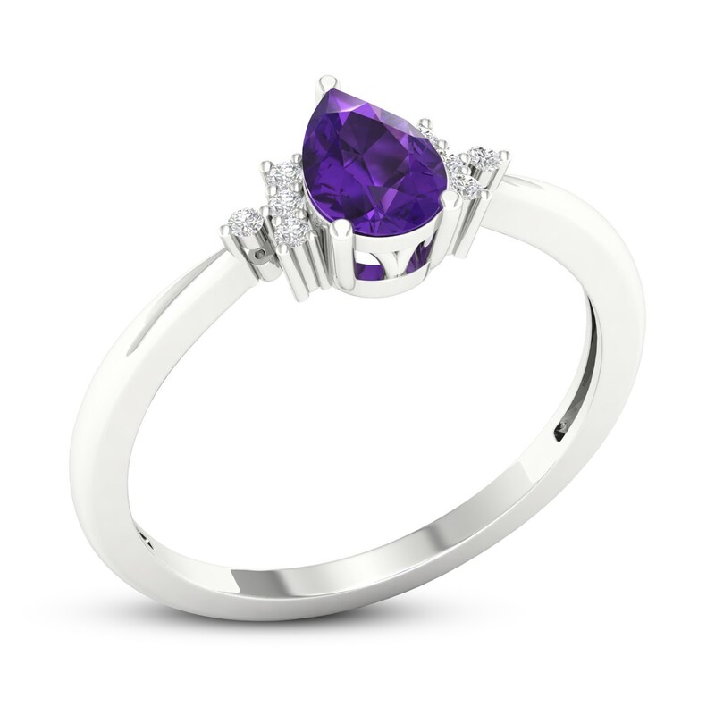 Main Image 4 of Amethyst & Diamond Ring 1/20 ct tw 10K White Gold