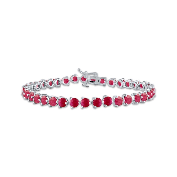 Lab-Created Ruby Line Bracelet Sterling Silver 7.25"