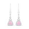 Thumbnail Image 2 of Trillion-Cut Pink Lab-Created Opal & White Lab-Created Sapphire Drop Earrings Sterling Silver