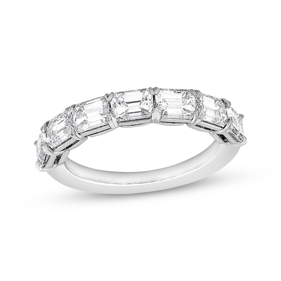 Now + Forever Lab-Grown Diamonds Emerald-Cut Seven-Stone Anniversary Ring 2 ct tw 14K White Gold