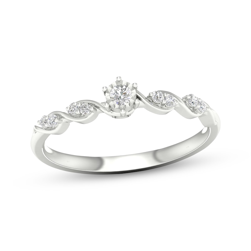Main Image 1 of KAY Lab-Grown Diamonds Round-Cut Twist Shank Promise Ring 1/10 ct tw Sterling Silver