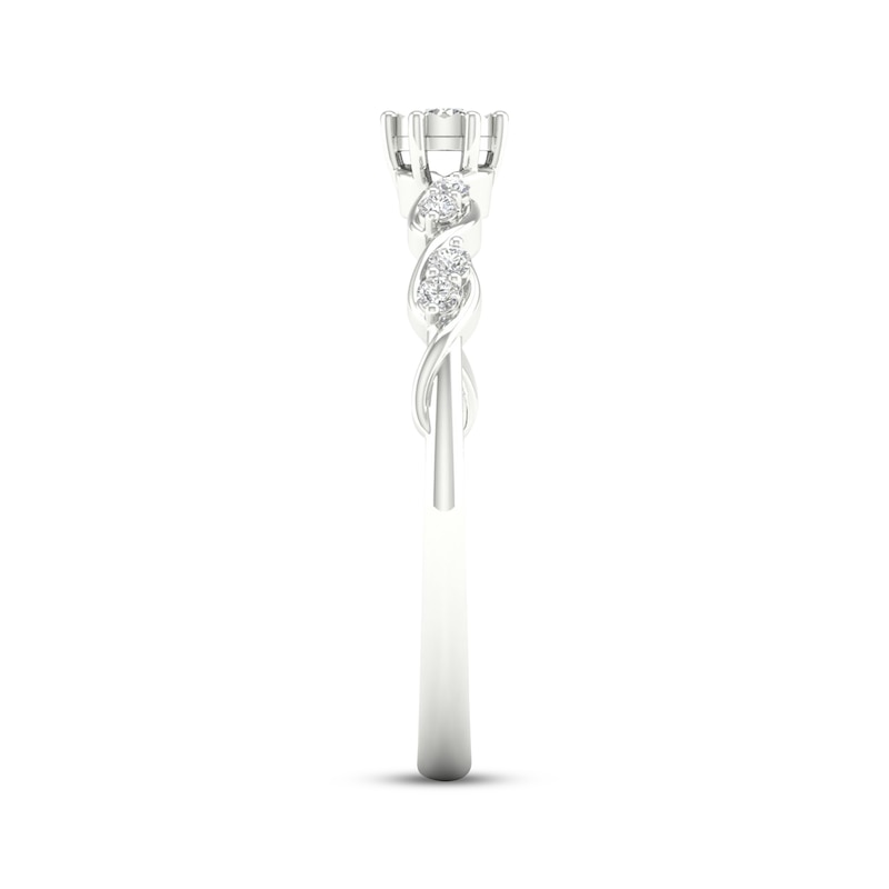 Main Image 3 of KAY Lab-Grown Diamonds Round-Cut Twist Shank Promise Ring 1/10 ct tw Sterling Silver
