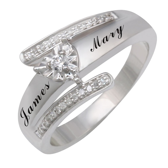 1/10 ct tw Bypass Heart Diamond Promise Ring (2 Lines)