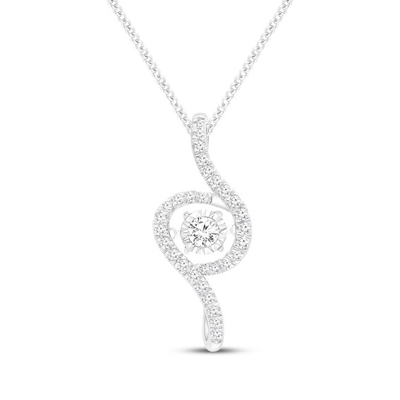 Unstoppable Love Diamond Whirlpool Necklace 1/3 ct tw 10K White Gold 19"