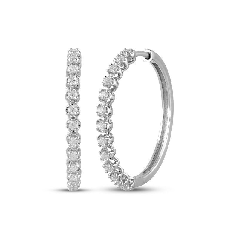 Main Image 1 of Lab-Grown Diamond Hoop Earrings 5/8 ct tw Sterling Silver
