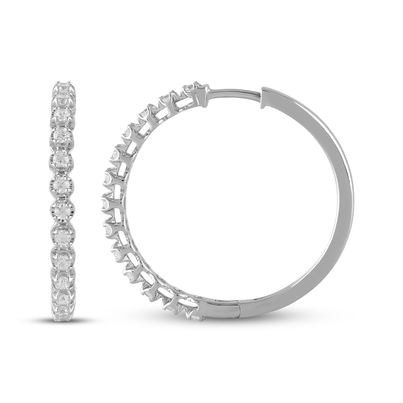 Main Image 3 of Lab-Grown Diamond Hoop Earrings 5/8 ct tw Sterling Silver
