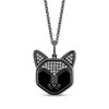 Thumbnail Image 1 of Disney Treasures Hocus Pocus Binx Black Onyx & Diamond Cat Face Necklace 1/10 ct tw Black Rhodium Sterling Silver 19&quot;