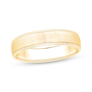 Now + Forever Men's Milgrain Wedding Band 10K Yellow Gold 5mm