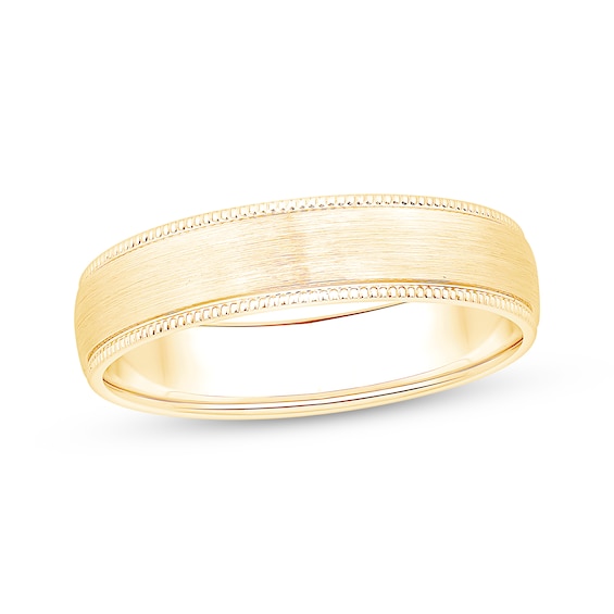 Now + Forever Men's Milgrain Wedding Band 10K Yellow Gold 5mm