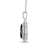 Thumbnail Image 2 of Pear-Shaped Blue Lab-Created Sapphire & White Lab-Created Sapphire Flower Necklace Sterling Silver 18&quot;