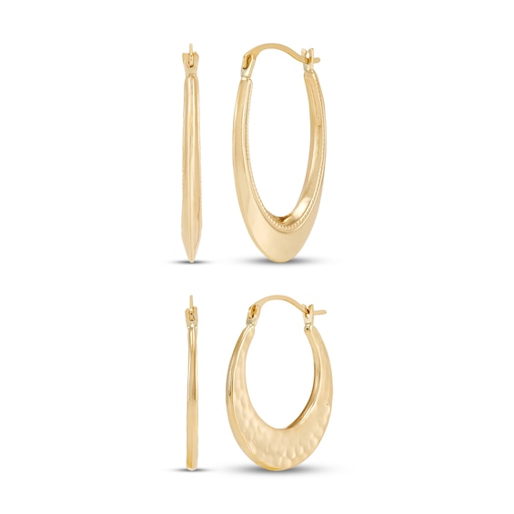 Hoop Earrings Gift Set 10K Yellow Gold