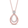 Thumbnail Image 1 of Diamond Double Open Teardrop Necklace 1/10 ct tw 10K Rose Gold 18"