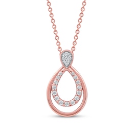 Diamond Double Open Teardrop Necklace 1/10 ct tw 10K Rose Gold 18"