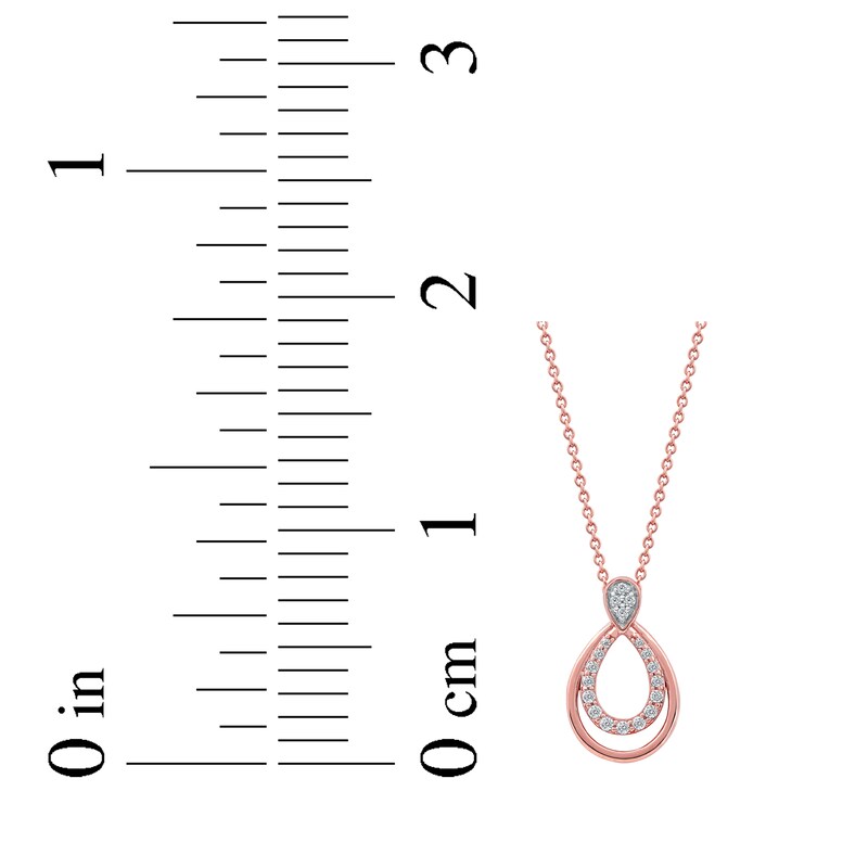 Main Image 7 of Diamond Double Open Teardrop Necklace 1/10 ct tw 10K Rose Gold 18"