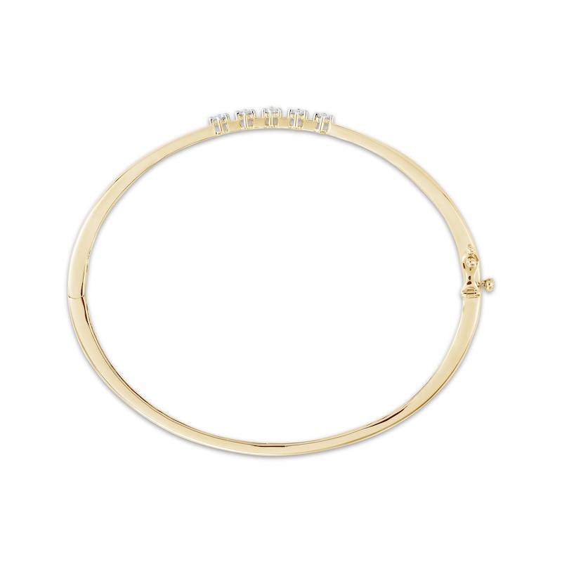 Main Image 2 of Diamond Five-Stone Bangle Bracelet 1/6 ct tw 10K Yellow Gold 7&quot;