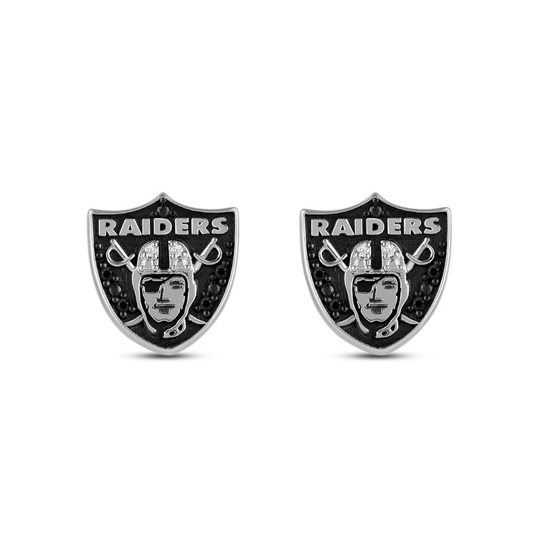 Main Image 1 of True Fans Las Vegas Raiders 1/15 ct tw Diamond Logo Stud Earrings Sterling Silver
