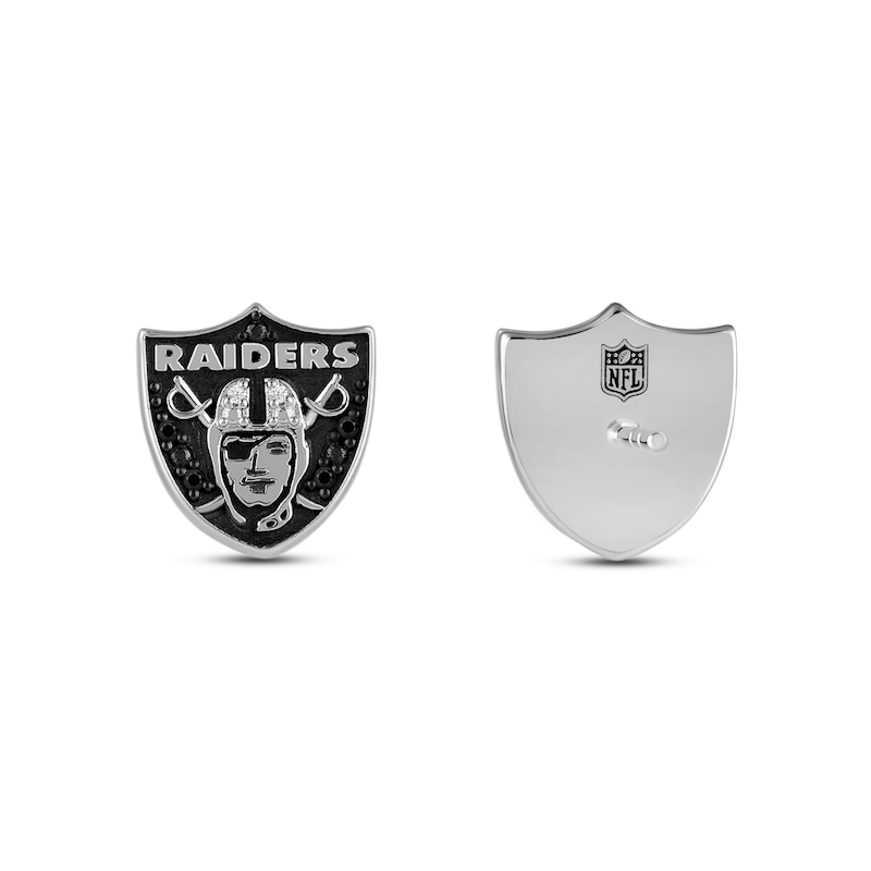 Main Image 2 of True Fans Las Vegas Raiders 1/15 ct tw Diamond Logo Stud Earrings Sterling Silver