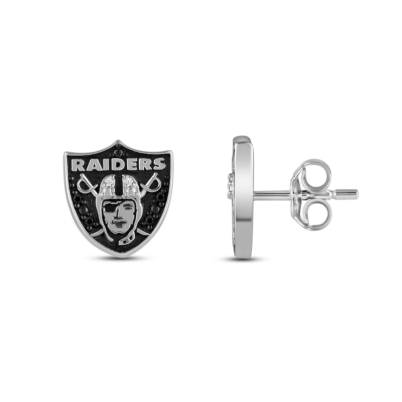 Main Image 3 of True Fans Las Vegas Raiders 1/15 ct tw Diamond Logo Stud Earrings Sterling Silver