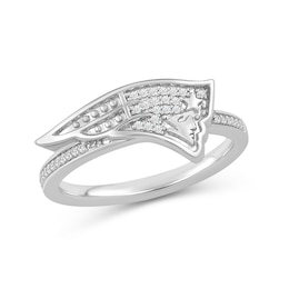 True Fans New England Patriots 1/15 ct tw Diamond Ring Sterling Silver