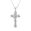 Thumbnail Image 3 of Baguette & Round-Cut Diamond Cross Necklace 1/2 ct tw 10K White Gold 18"
