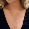 Thumbnail Image 4 of Baguette & Round-Cut Diamond Cross Necklace 1/2 ct tw 10K White Gold 18"
