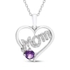 Thumbnail Image 1 of Amethyst & White Lab-Created Sapphire &quot;Mom&quot; Heart Necklace Sterling Silver 18&quot;
