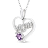 Thumbnail Image 2 of Amethyst & White Lab-Created Sapphire &quot;Mom&quot; Heart Necklace Sterling Silver 18&quot;
