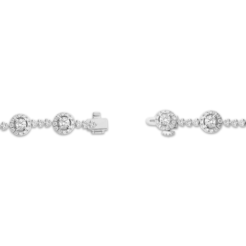 Main Image 2 of Lab-Grown Diamond Halo Station Necklace 11 ct tw 14K White Gold 18"