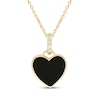 Thumbnail Image 1 of Heart-Shaped Onyx & Diamond Accent Necklace 10K Yellow Gold 18"
